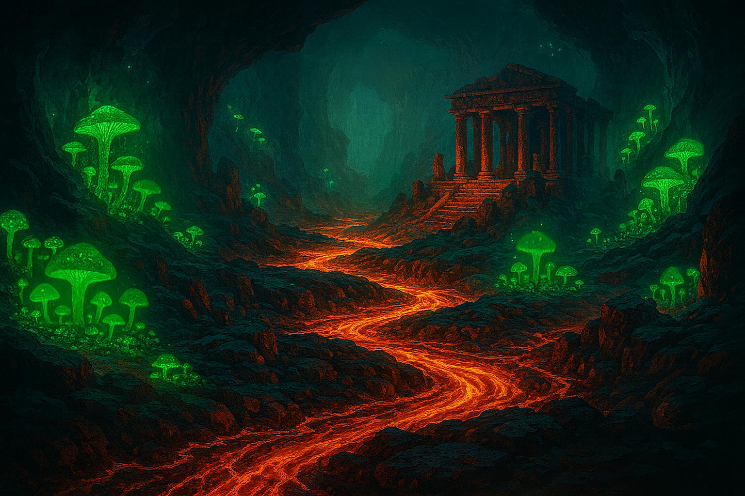 Geothermal caverns beneath the peak