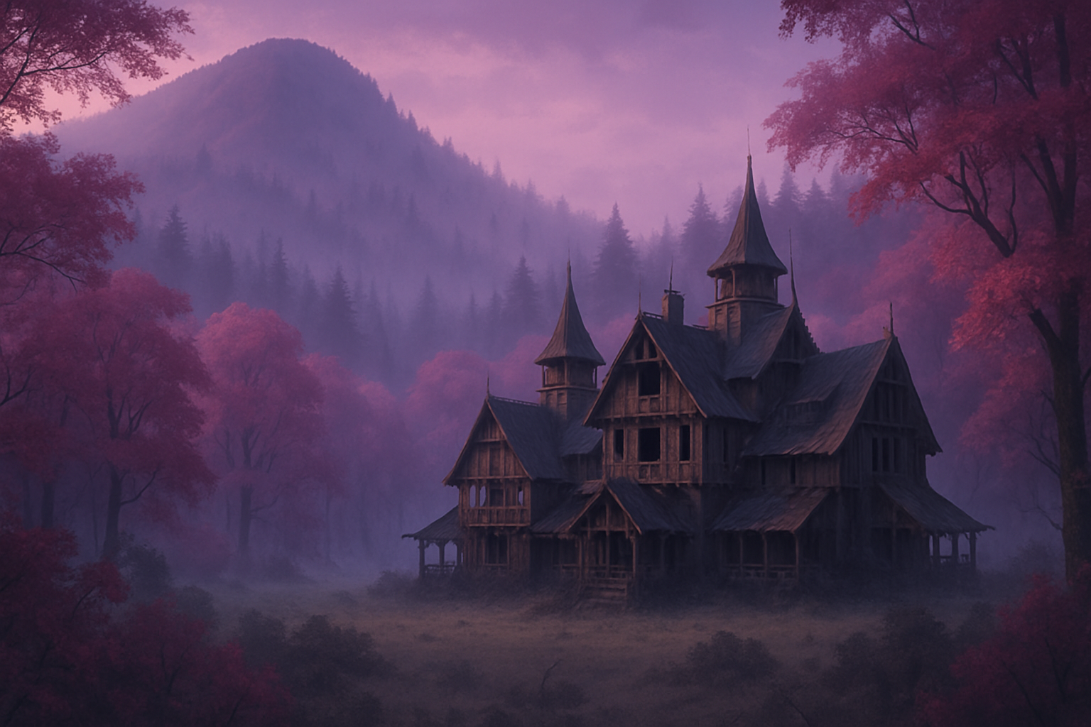 Haunted lodge hidden deep among the ghostly pines