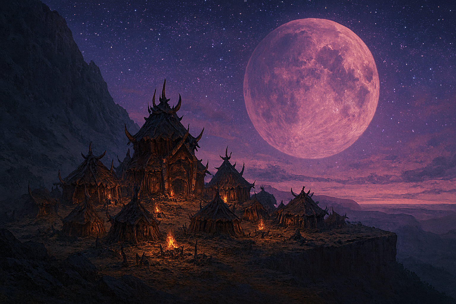 Storm-swept plateau beneath a thunderous sky