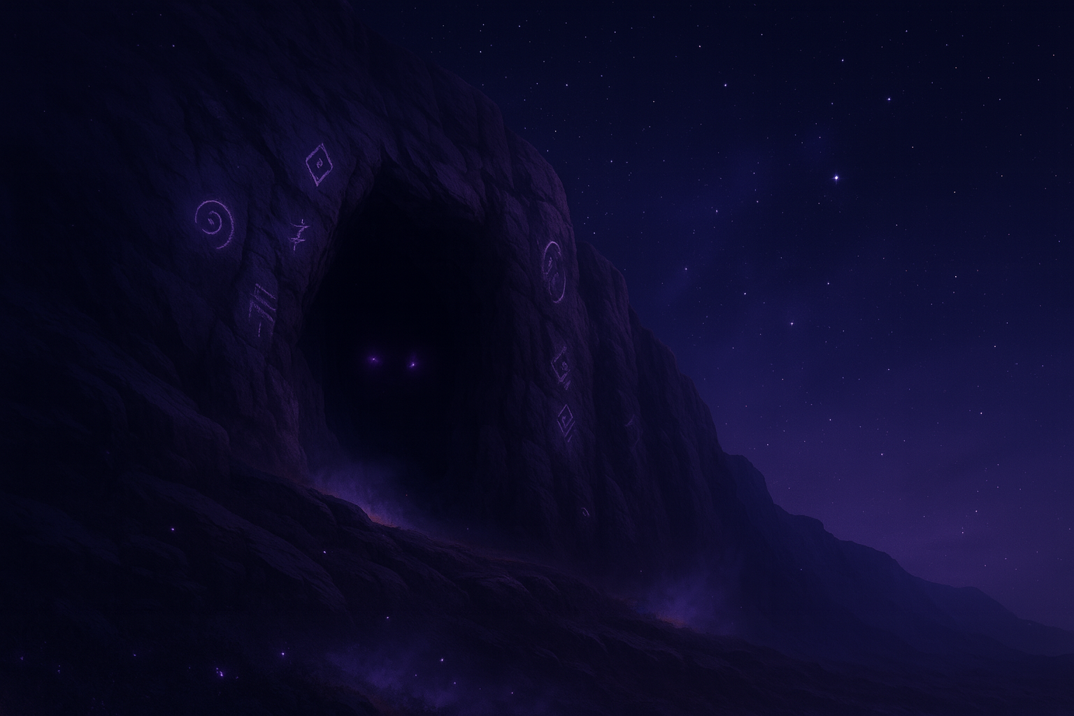 Twilight cliffs along the Peak at dusk